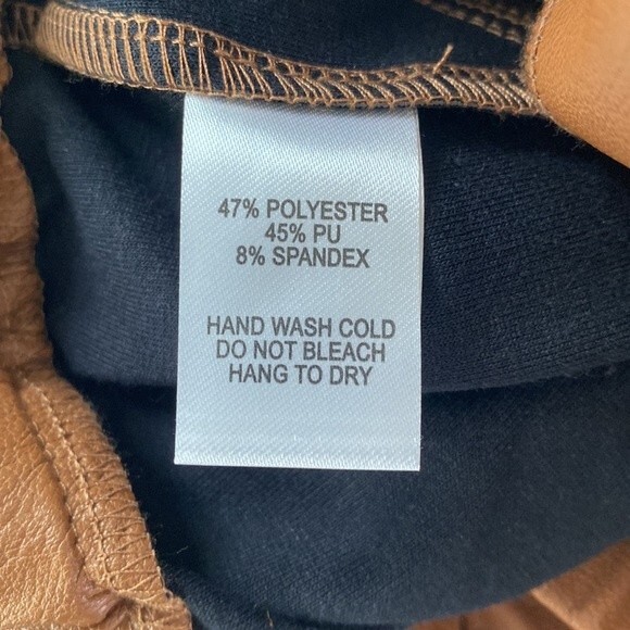 Lulus Camel Way To Cool Vegan Leather High-Waist Legging Zip Hem Stretch Pull-On - Picture 11 of 16